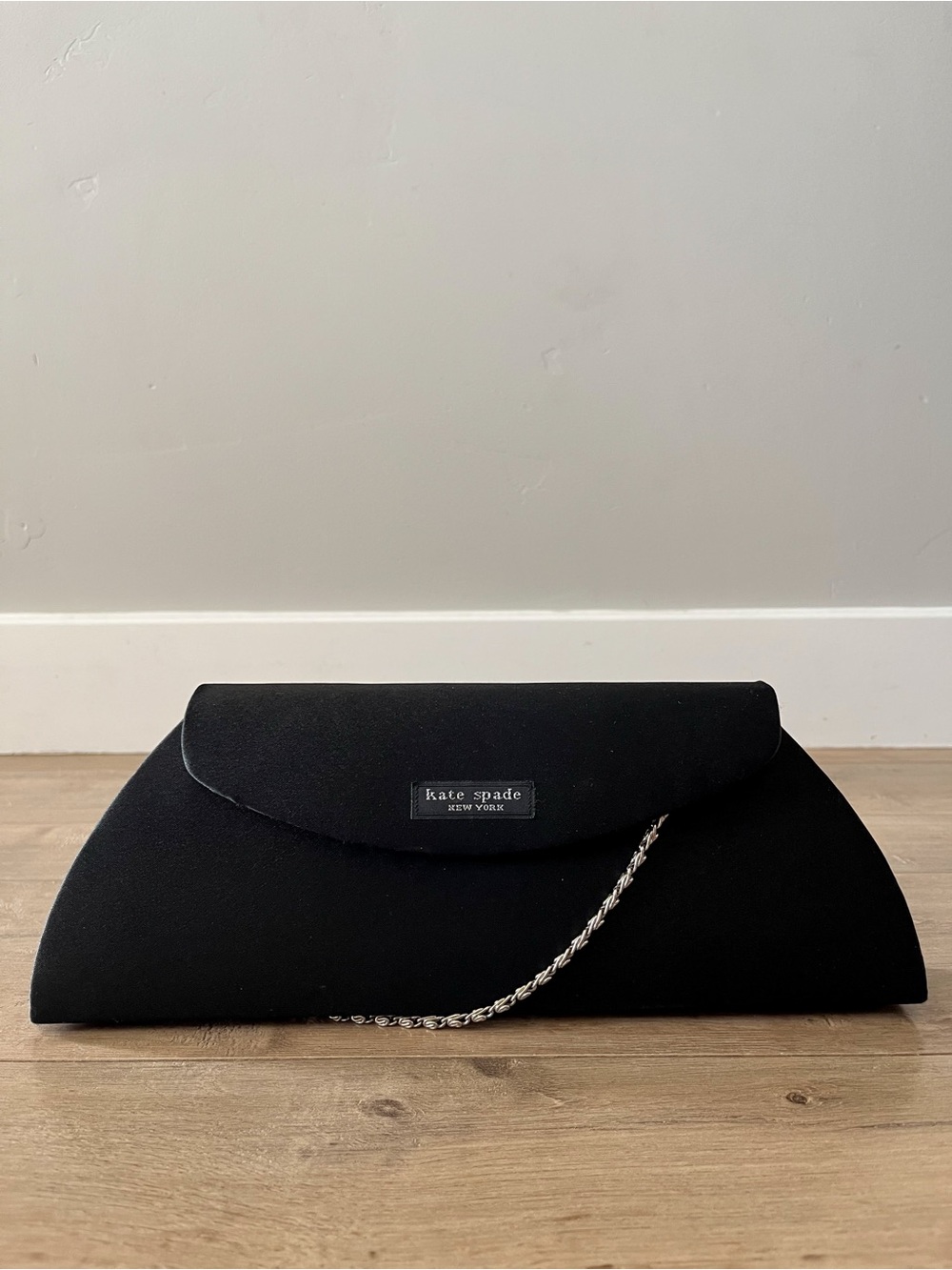 Vintage Y2K Kate Spade New York Black Crescent Evening Clutch Chain Bag